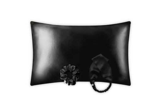 Black Set of Pillowcase, Headband and Scrunchy