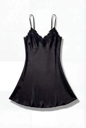 black silk night dress Women's V Neck Pure Silk Nightgown Silk Slip Dress